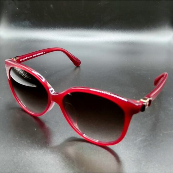 KATE SPADE CAT EYE BURGUNDY SUNGLASSES 57MM "BRIEANNA" BROWN GRADIENT LENSES - Picture 1 of 6
